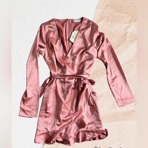 NWT Altar’d State Satin Romper Wrap Dress